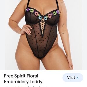 3 pc Set Savage X Fenty Free Spirit Floral Embroidered Slip, Panty, & Teddy 2XL